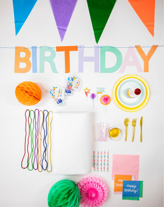 Happy All The Time Party Pack – FettiFilled Colorful Birthday Party Supplies for 16 Guests