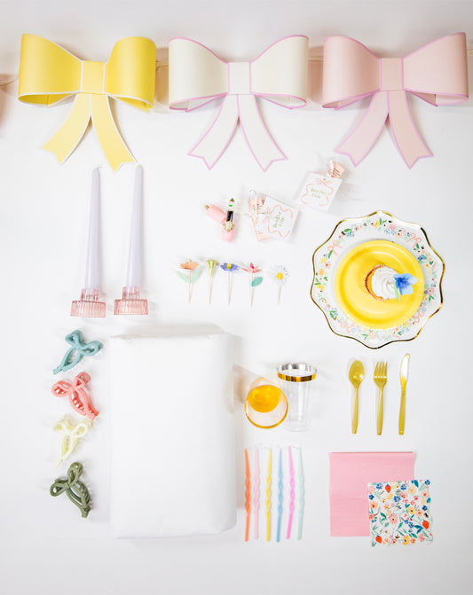 Bow-quet Birthday Party Pack – FettiFilled Garden Party Supplies for 16 Guests