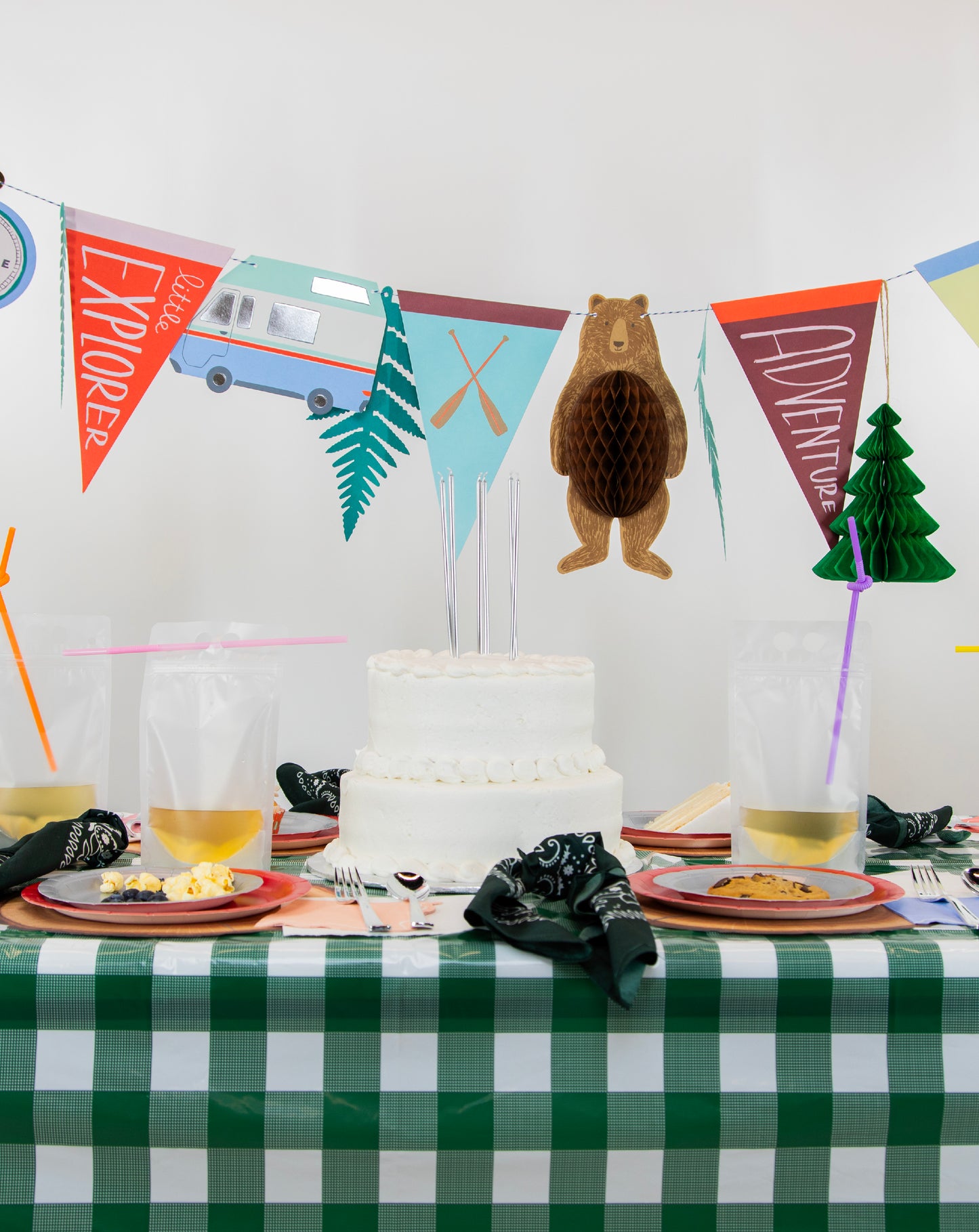 Happy Camper Petite Party Pack – FettiFilled Outdoor Adventure Birthday Party Supplies for 8 Guests