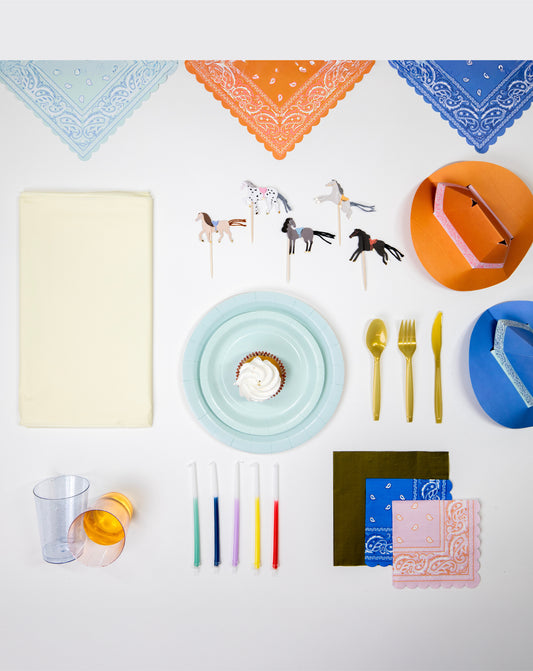 Western Wishes Petite Party Pack – FettiFilled Cowboy Birthday Party Supplies for 8 Guests