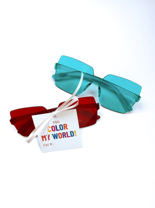Multi-Colored Party Glasses Valentine – with Custom Name Tag