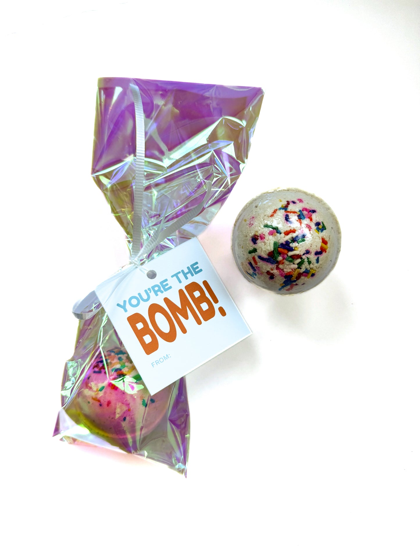 Confetti Bath Bomb Valentine – with Custom Name Tag